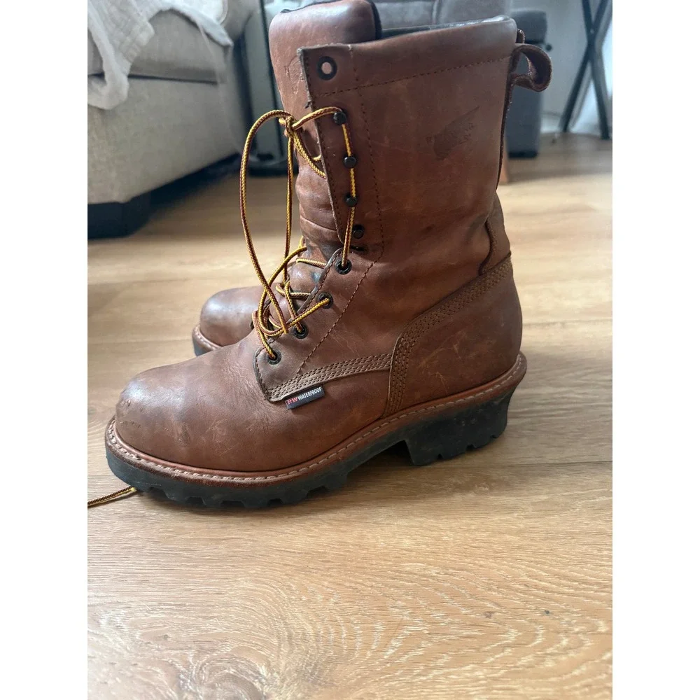 Red Wing 4420 Logger Boots Mens‎ 9.5 EE Brown Waterproof Steel Toe Vibram EH